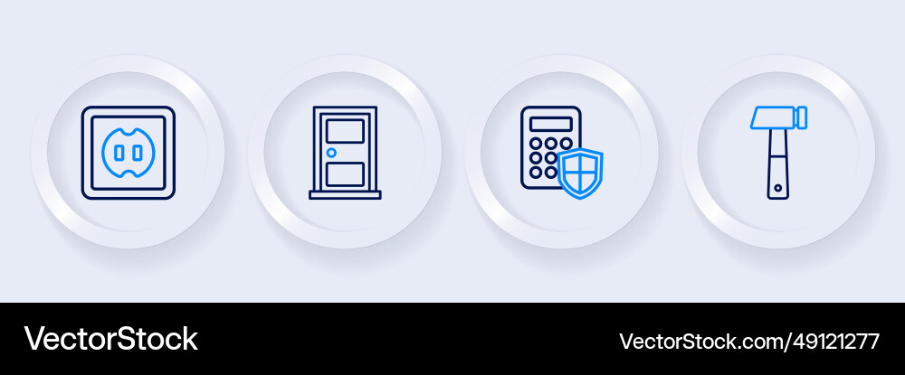Set line hammer security keypad access panel vector image