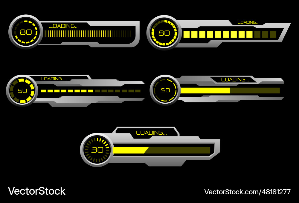 Set of hud modern loading progress bars user Set of hud modern loading progress bars user Vector Image