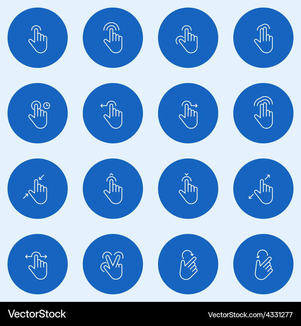 Set of thin line touch gestures icons Vector Image