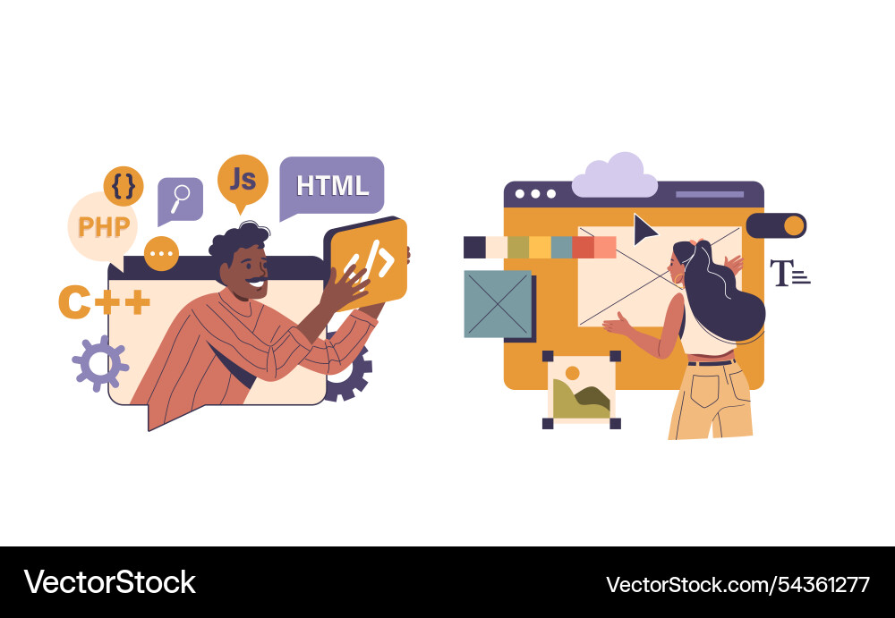 Software programmer and website designer people Software programmer and website designer people vector image