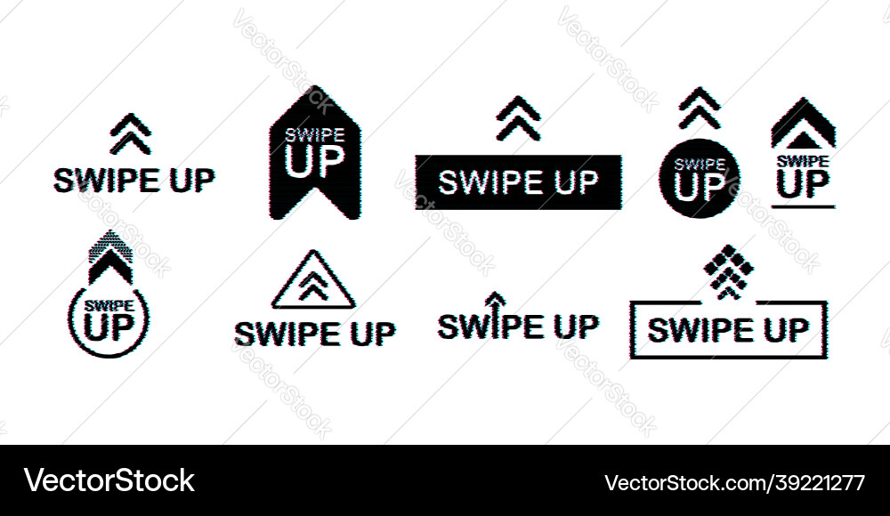 Swipe up icon set isolated on background vector image