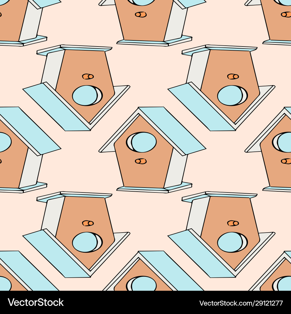 Two directional birdhouse pattern repeat Vector Image