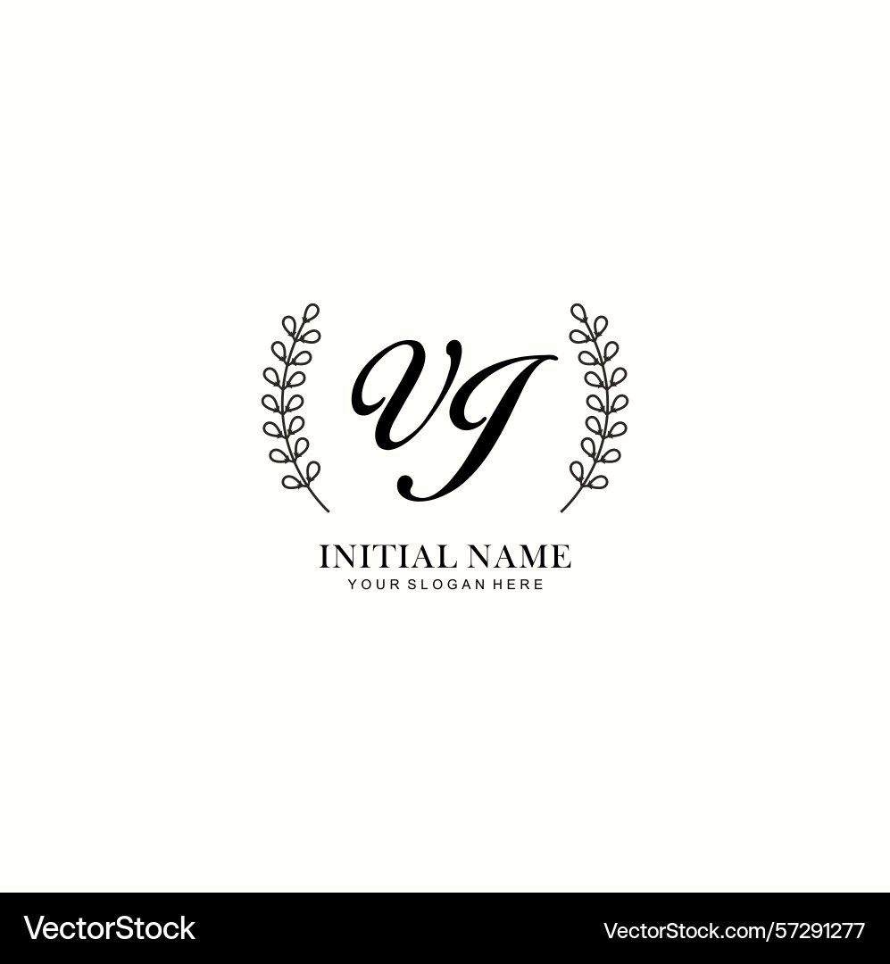 Vj initial logo templates with botanical elements Vector Image