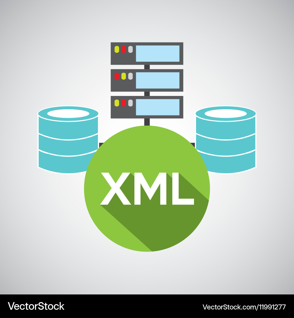 Xml language data base storage Vector Image