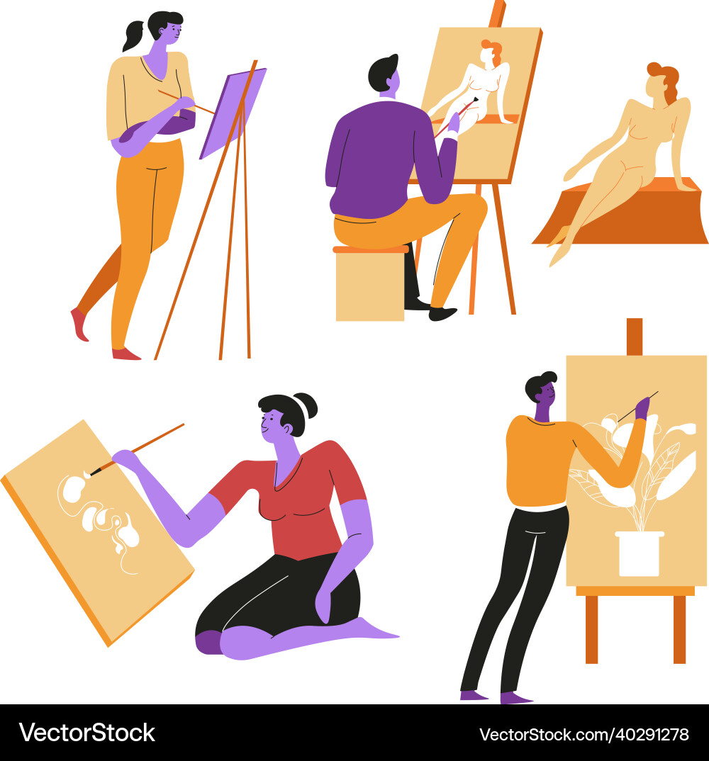 Art lessons and classes drawing posing vector image