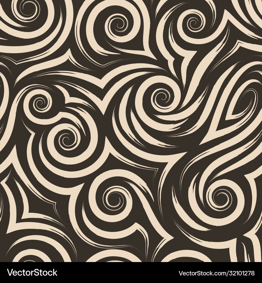 Beige seamless pattern spirals and curls vector image