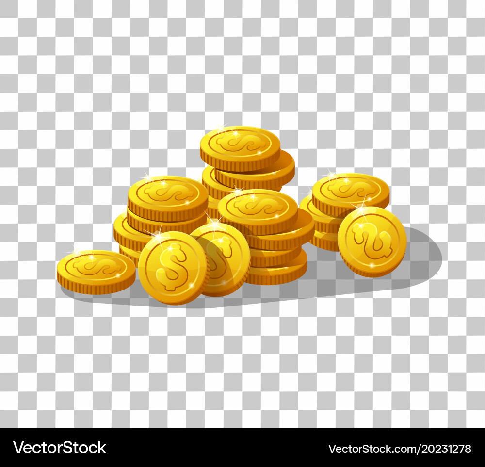 Cartoon Coin Stack for Game Interface Vector Image