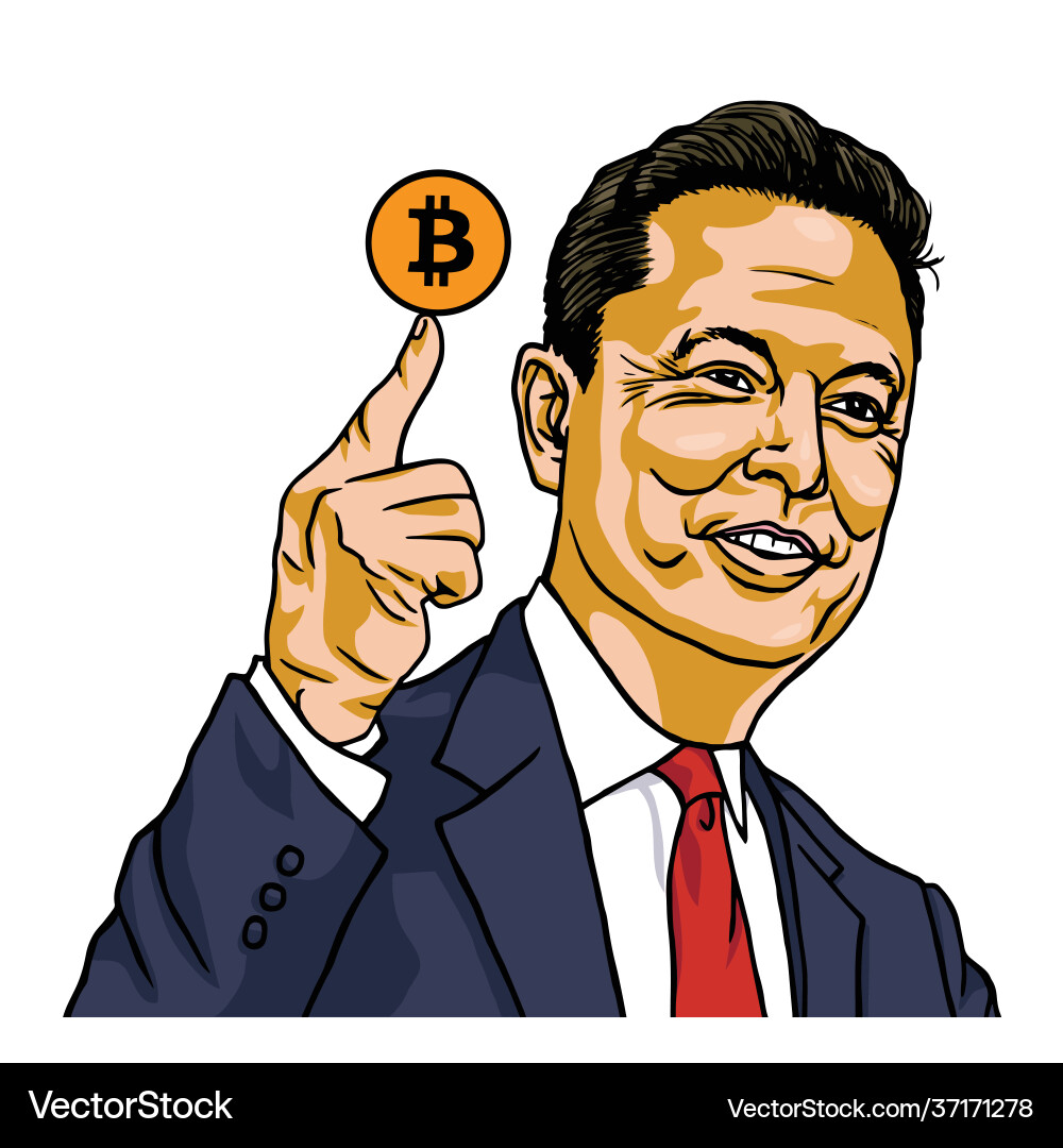 Elon Musk Bitcoin Portrait – Royalty-Free Vector | VectorStock