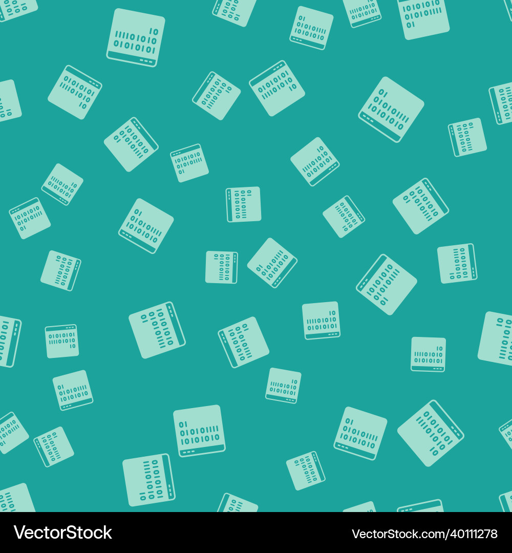 Green binary code icon isolated seamless pattern Green binary code icon isolated seamless pattern vector image