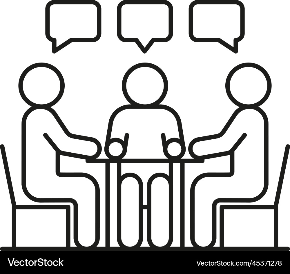 Group people seat at table conversation Group people seat at table conversation vector image