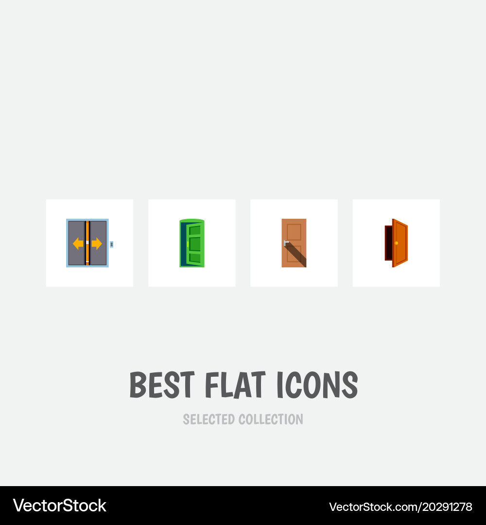 Icon flat approach set of elevator exit vector image