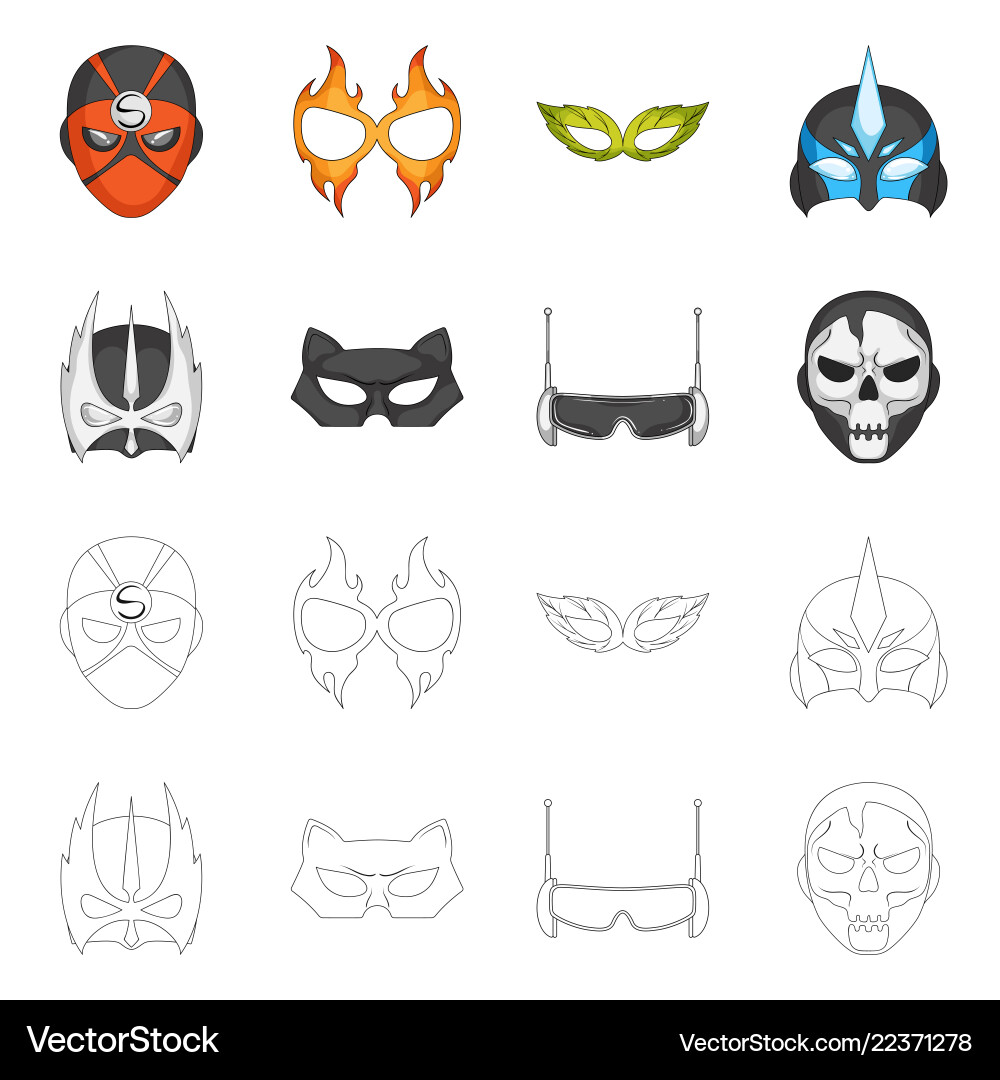 Isolated object of hero and mask logo set Isolated object of hero and mask logo set vector image