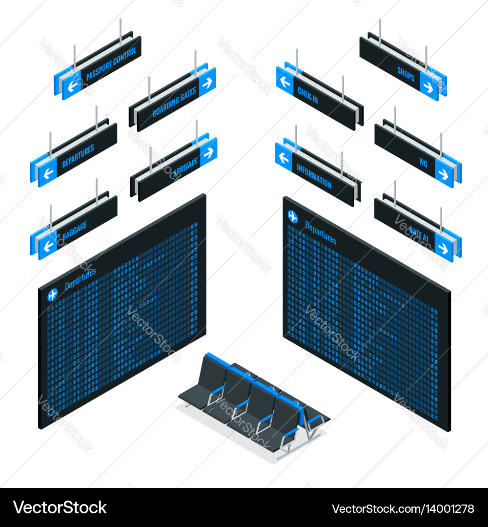 Isometric airport arrival board information Isometric airport arrival board information vector image