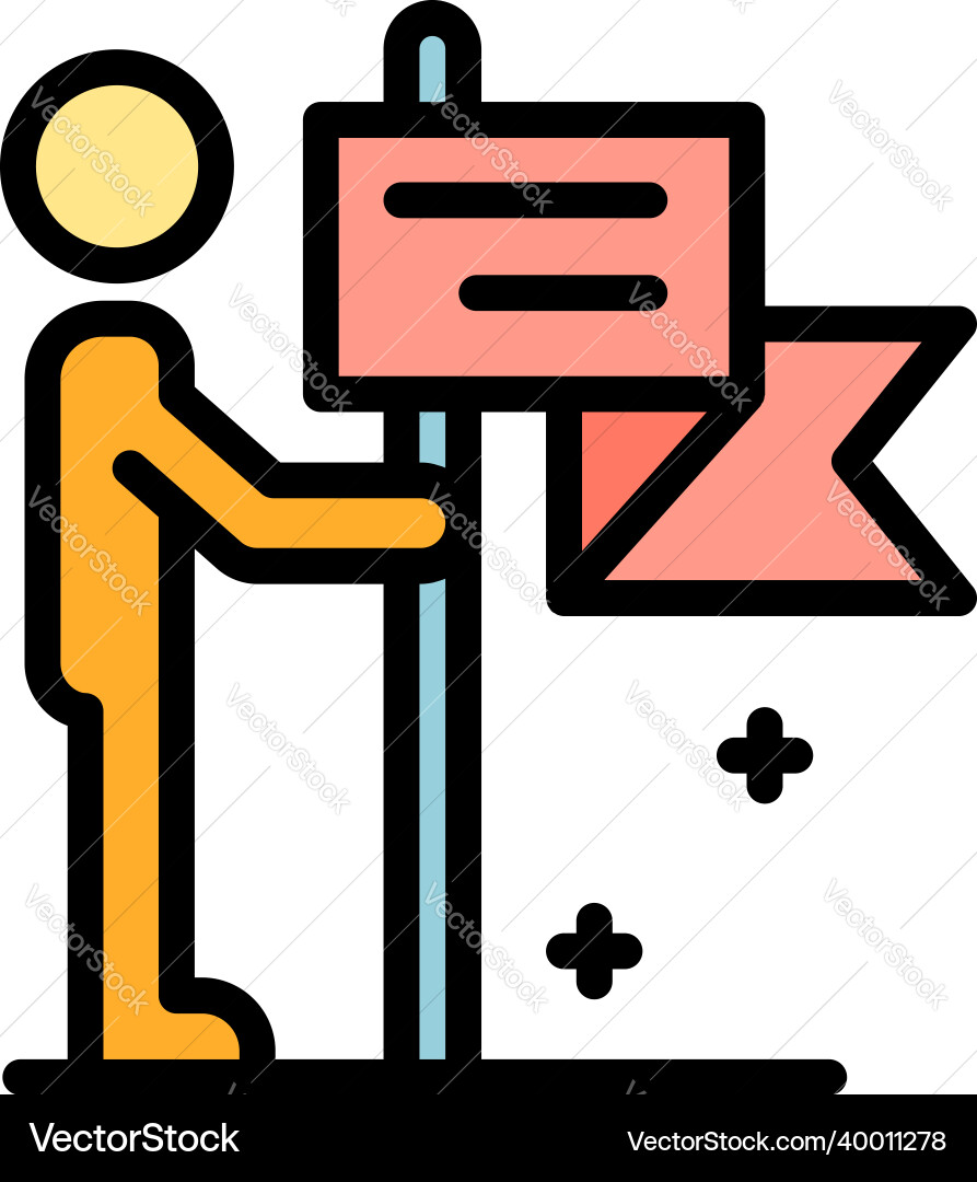 Man with map flag icon color outline Man with map flag icon color outline Vector Image