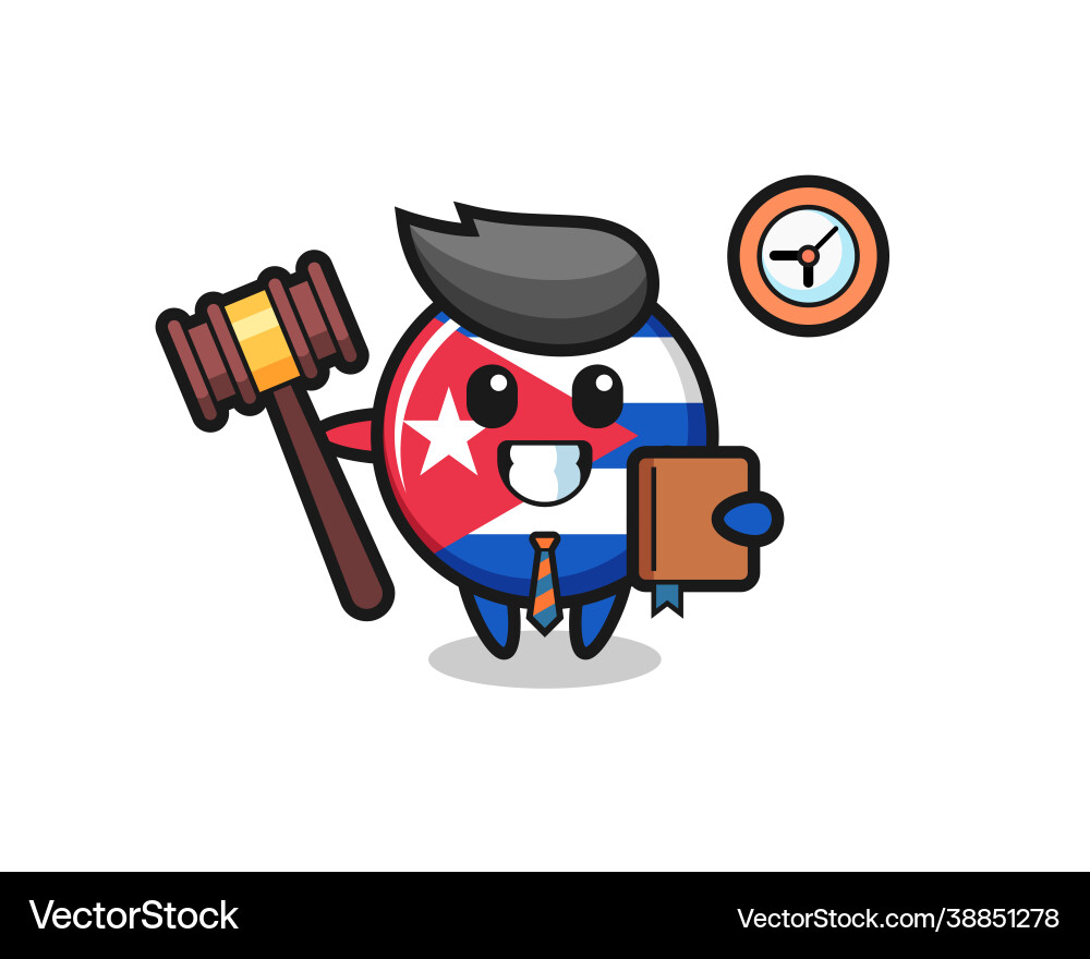 Mascot Cartoon cuba flag badge als Richter Mascot Cartoon cuba flag badge als Richter vektorbild