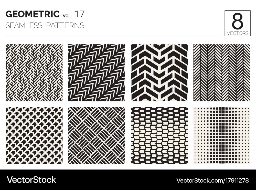 Minimal geometric seamless patterns set vector image
