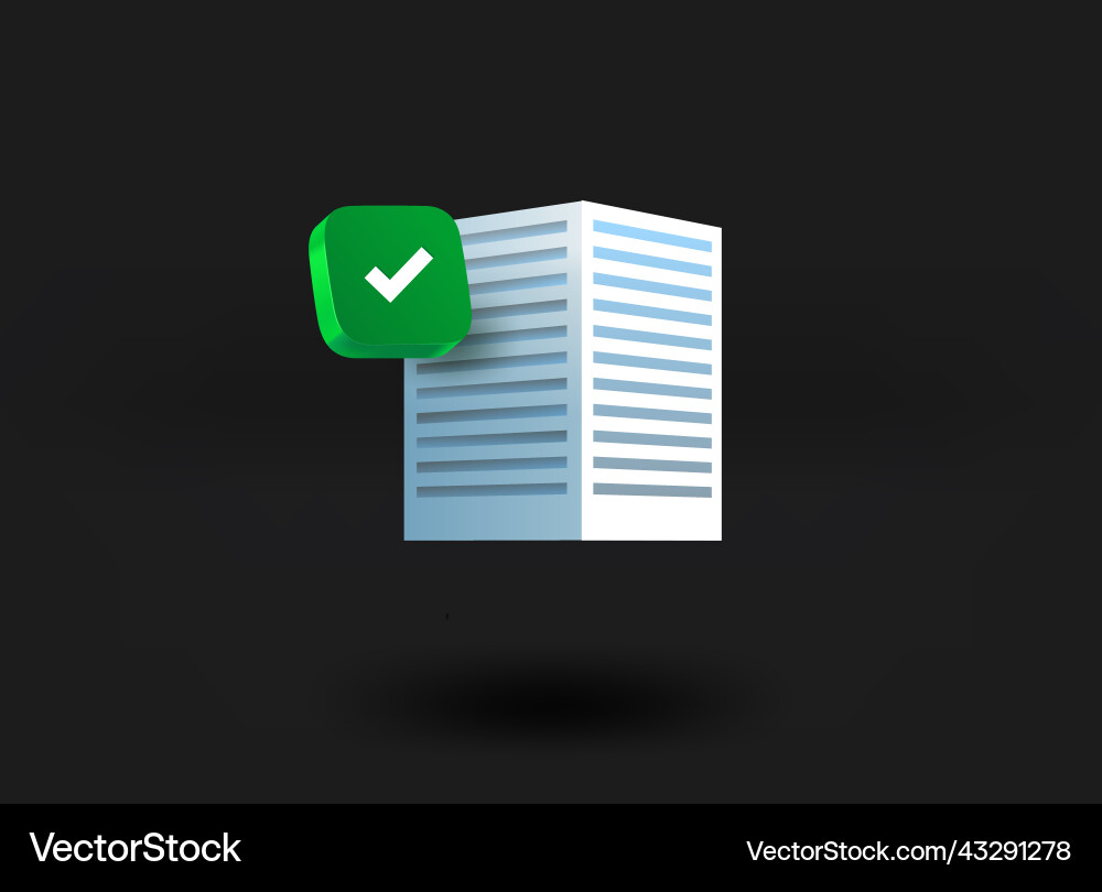 Modern house with checkmark icon 3d vector image