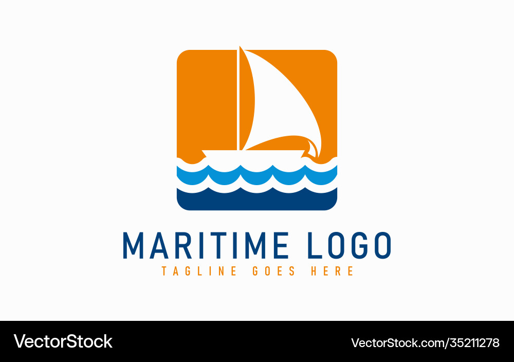Modern Maritime Sailboat Logo Vector Image