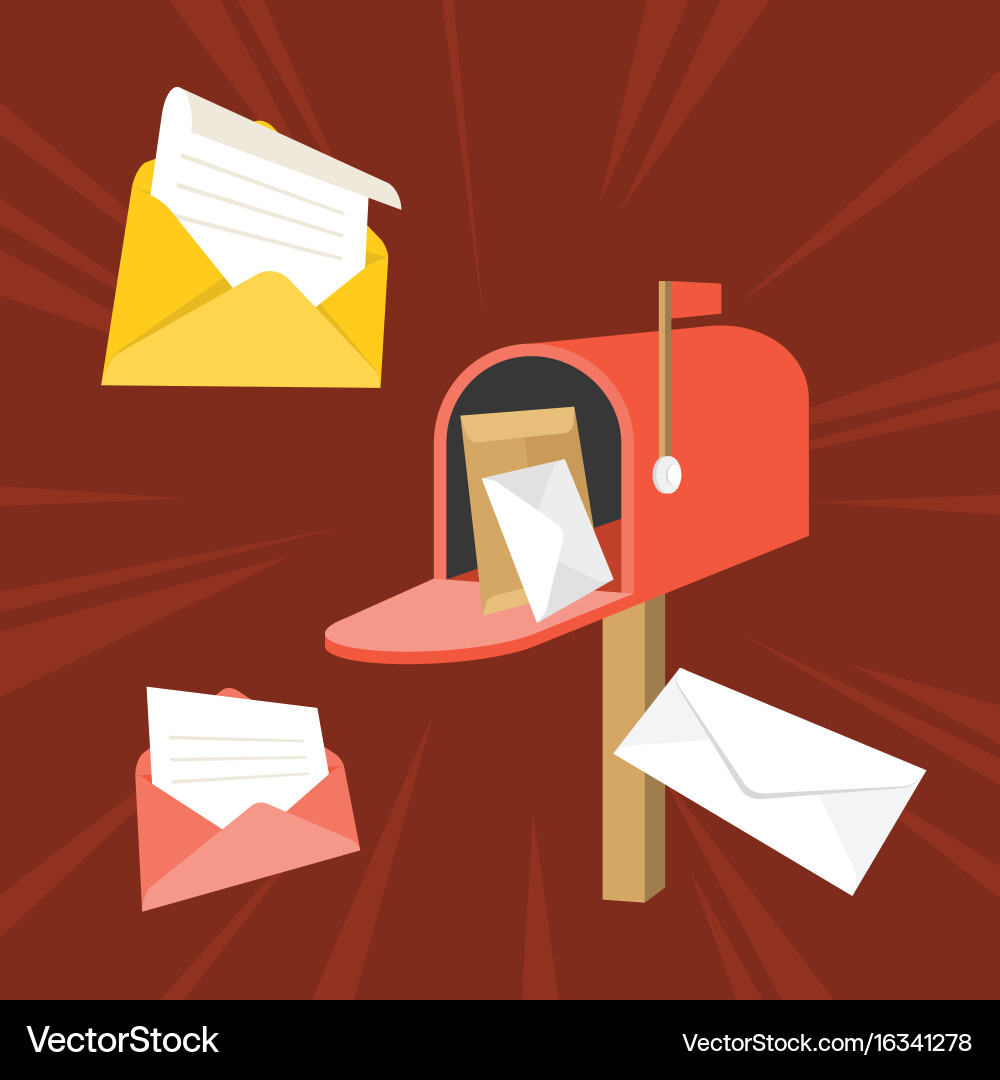 Open mail box with envelope and message vector image