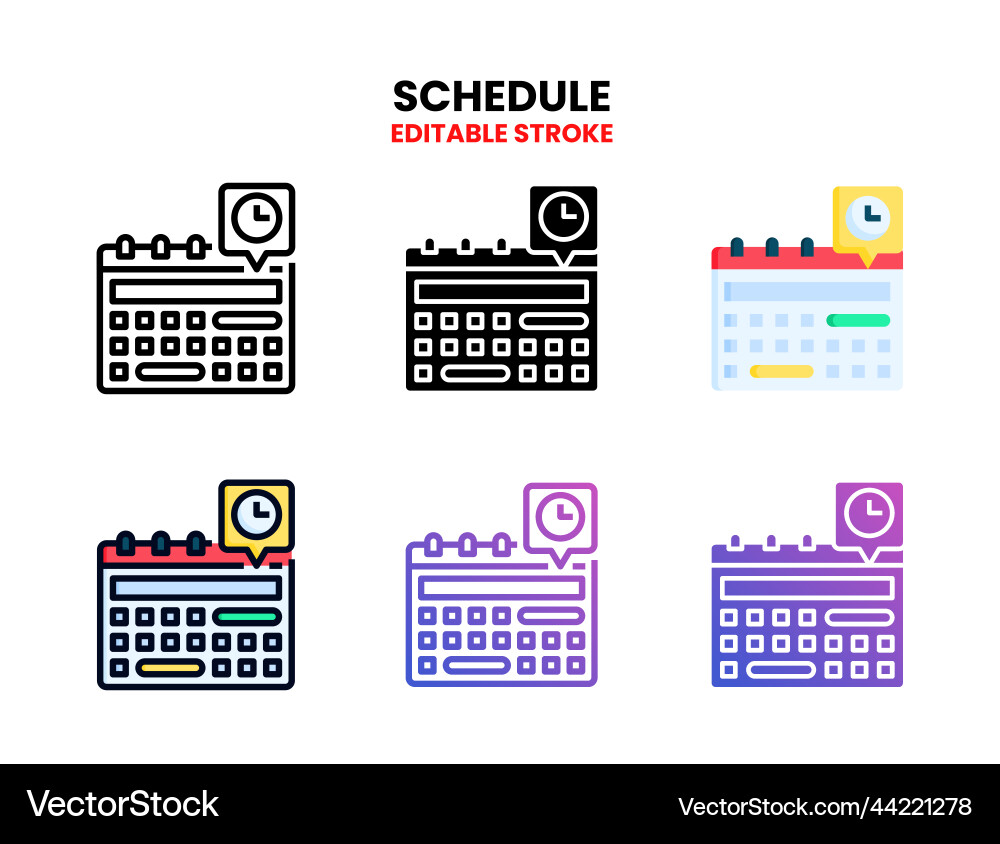 Schedule icon set with different styles Schedule icon set with different styles vector image
