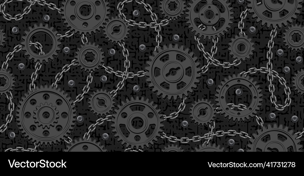 Seamless pattern with gears chain rivets Seamless pattern with gears chain rivets vector image