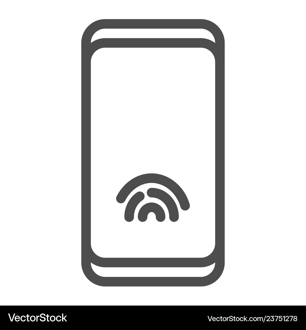 Smartphone with fingerprint sensor line icon Smartphone with fingerprint sensor line icon Vector Image