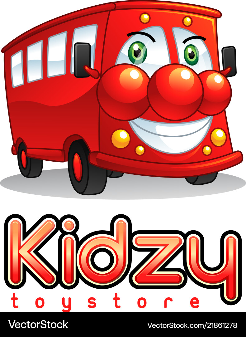 Smiling red bus mascot character Vector Image