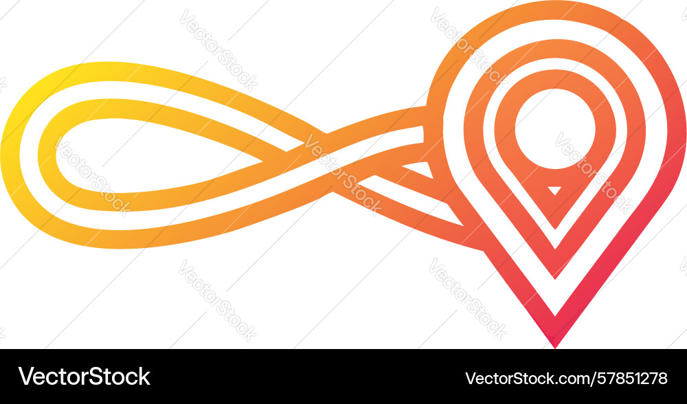 Stylized location pin with flowing path design vector image