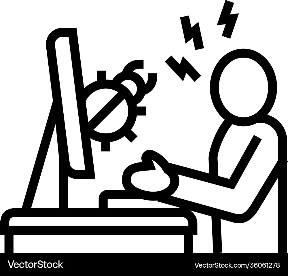 Sysadmin fixing debug line icon Sysadmin fixing debug line icon vector image