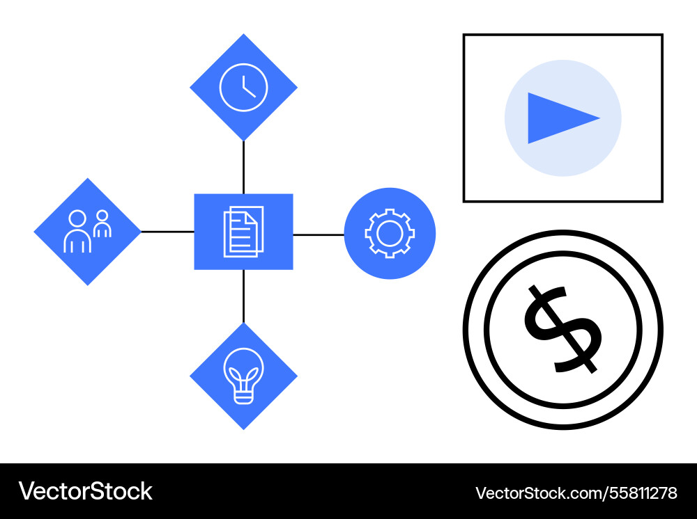 Workflow diagram with connectivity elements Workflow diagram with connectivity elements vector image
