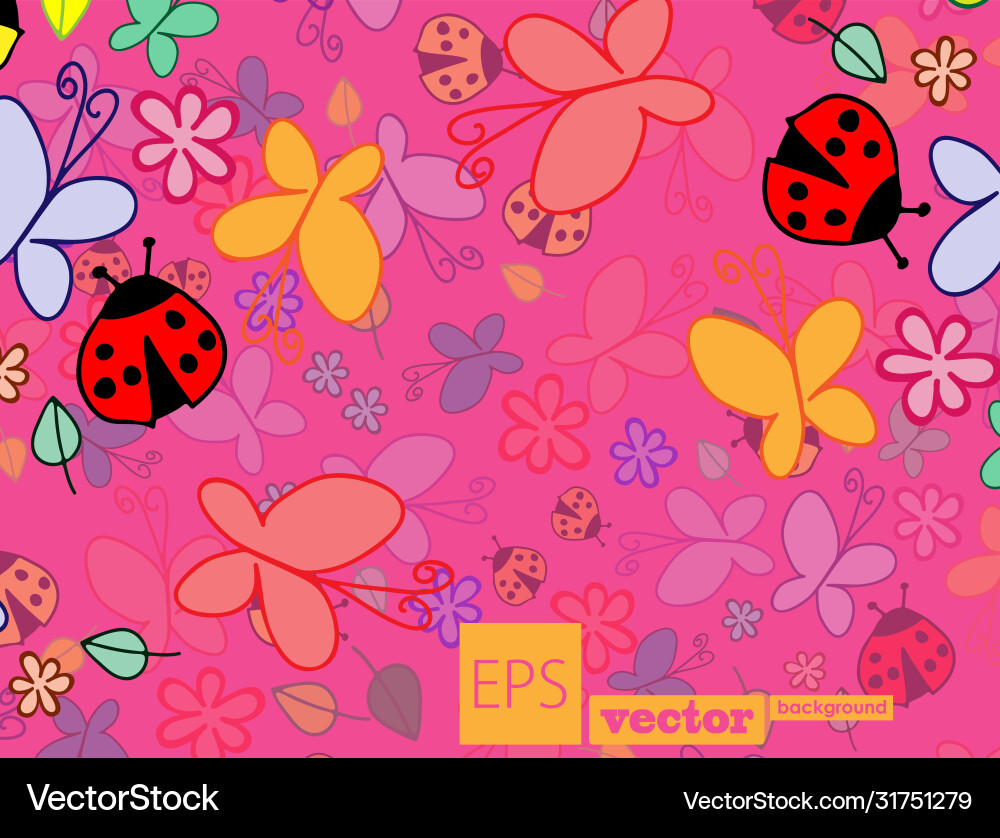 Background spring or summer with clouds ladybug Background spring or summer with clouds ladybug vector image