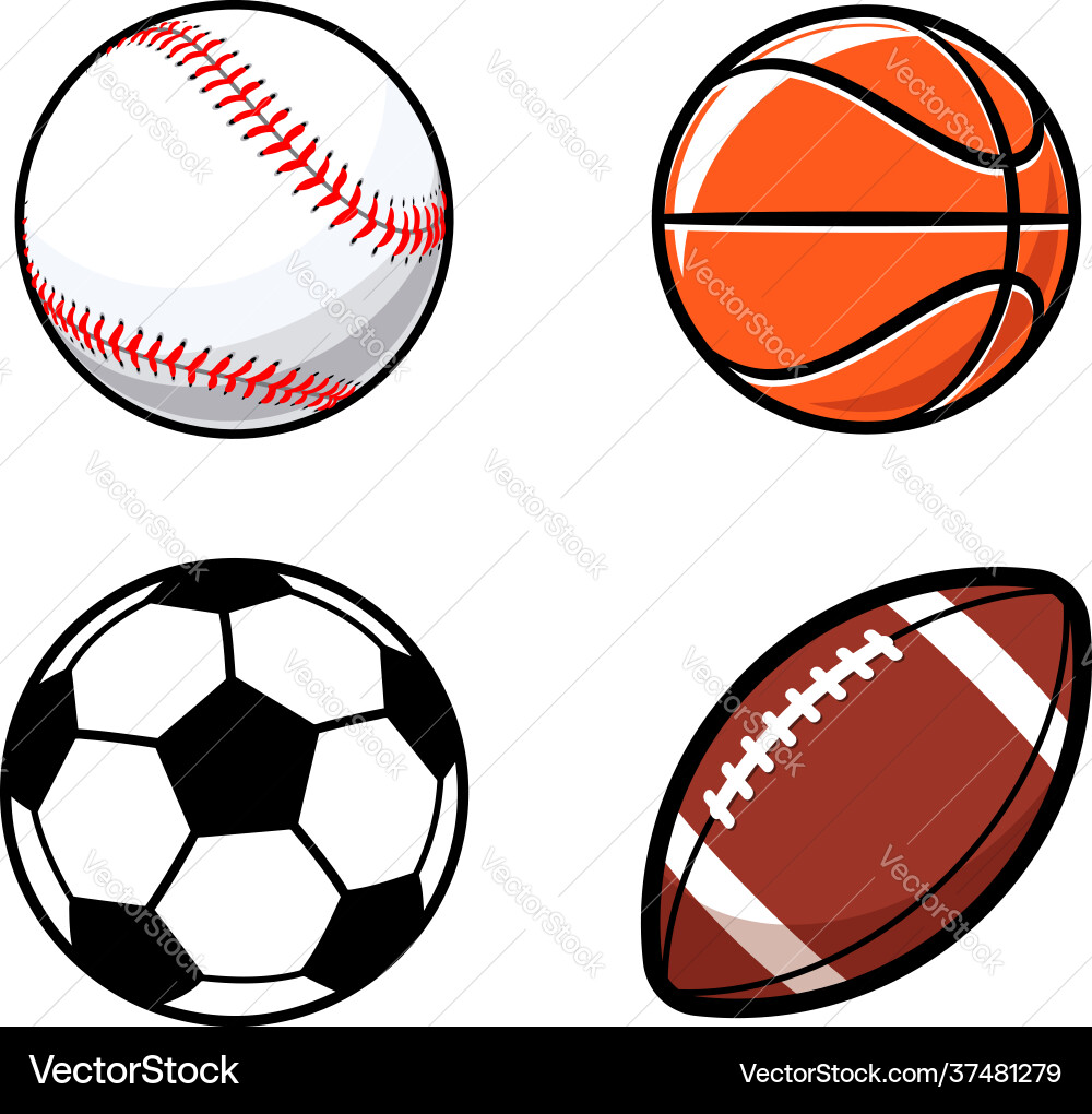 Cartoon American Sports Balls Vector Image