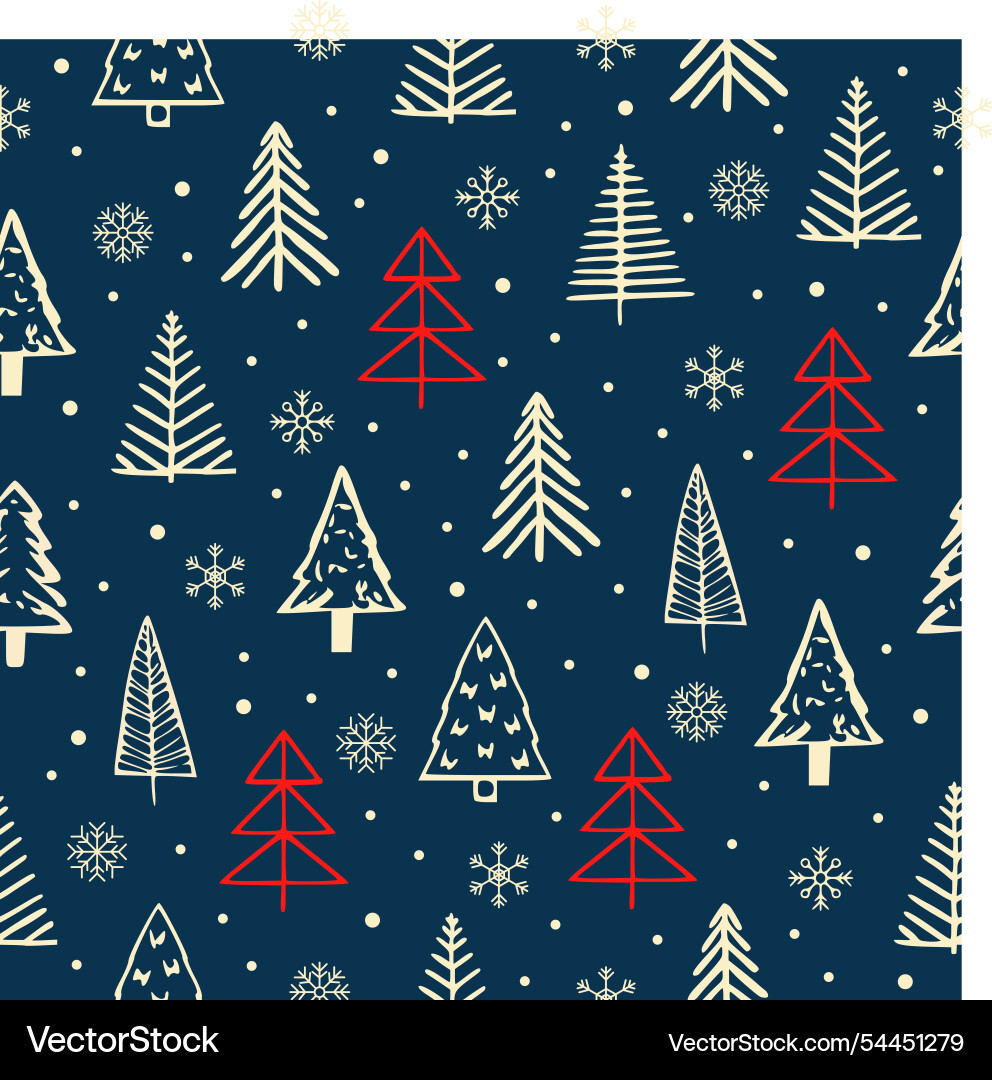 Christmas trees white and red pattern Vector Image