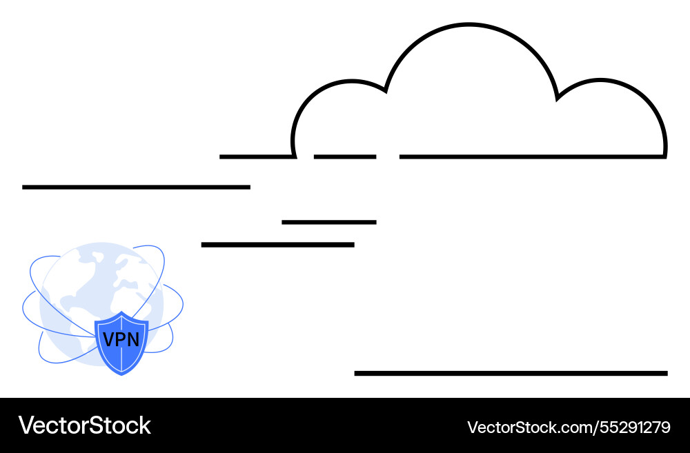 Cloud networking and vpn security for global Cloud networking and vpn security for global vector image