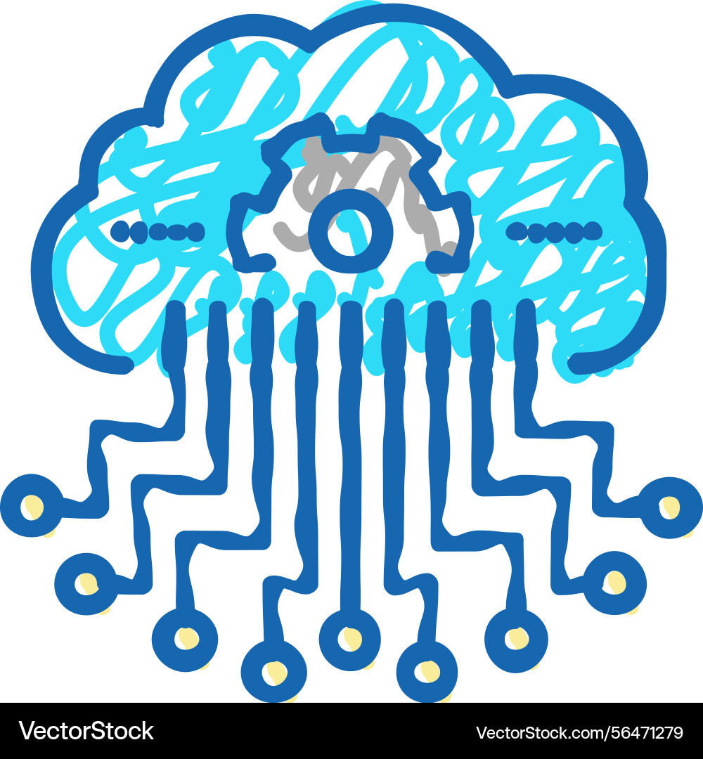 Cloud storage and working process neural network Cloud storage and working process neural network vector image