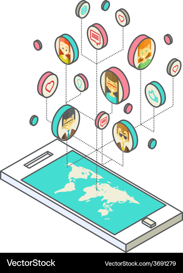 Conceptual image with social networks flat vector image