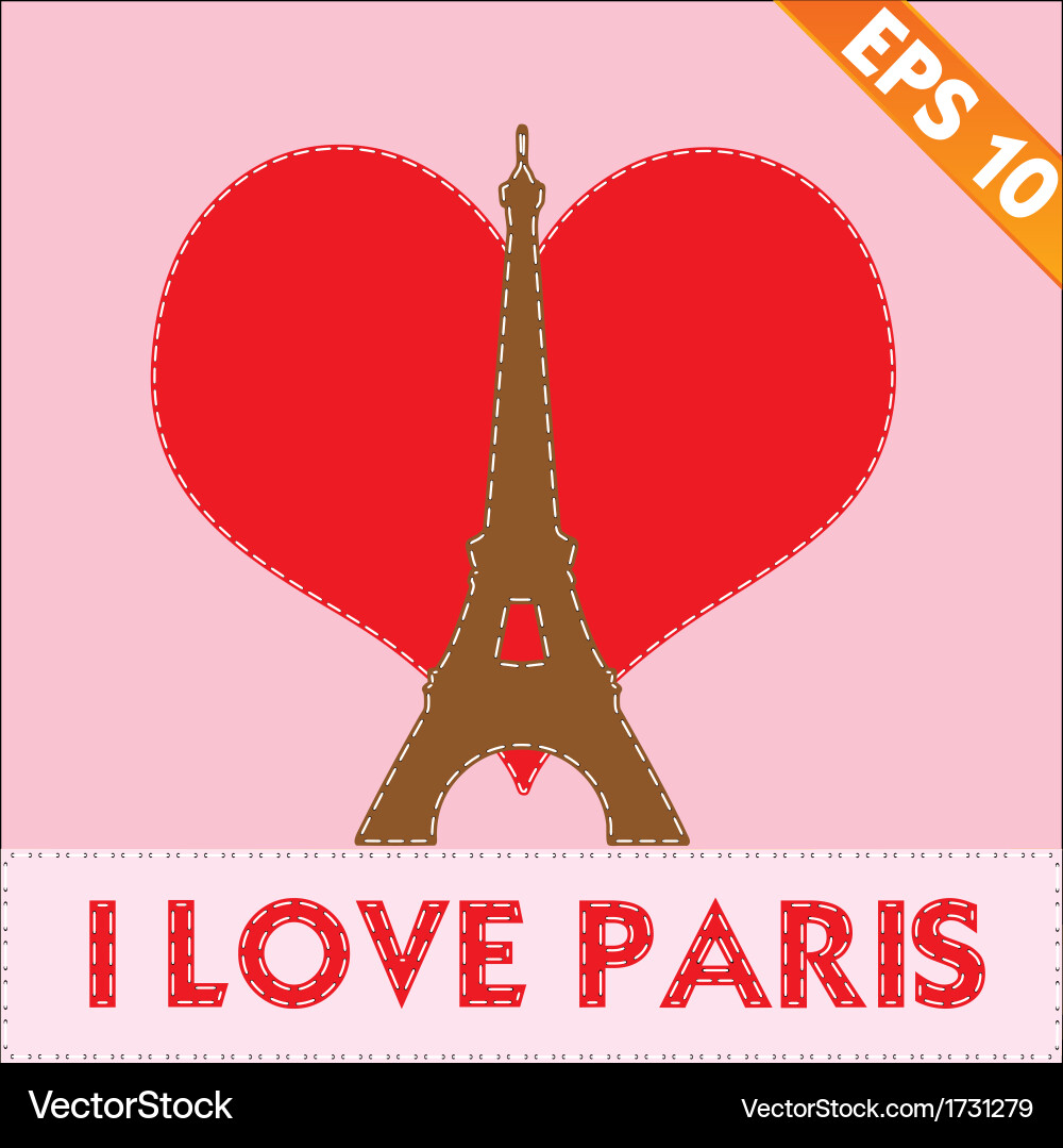 Eiffel tower with stitch style background vector image