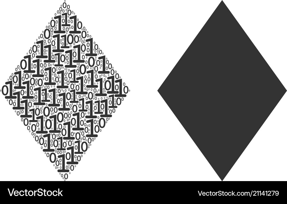 Filled rhombus mosaic of binary digits vector image