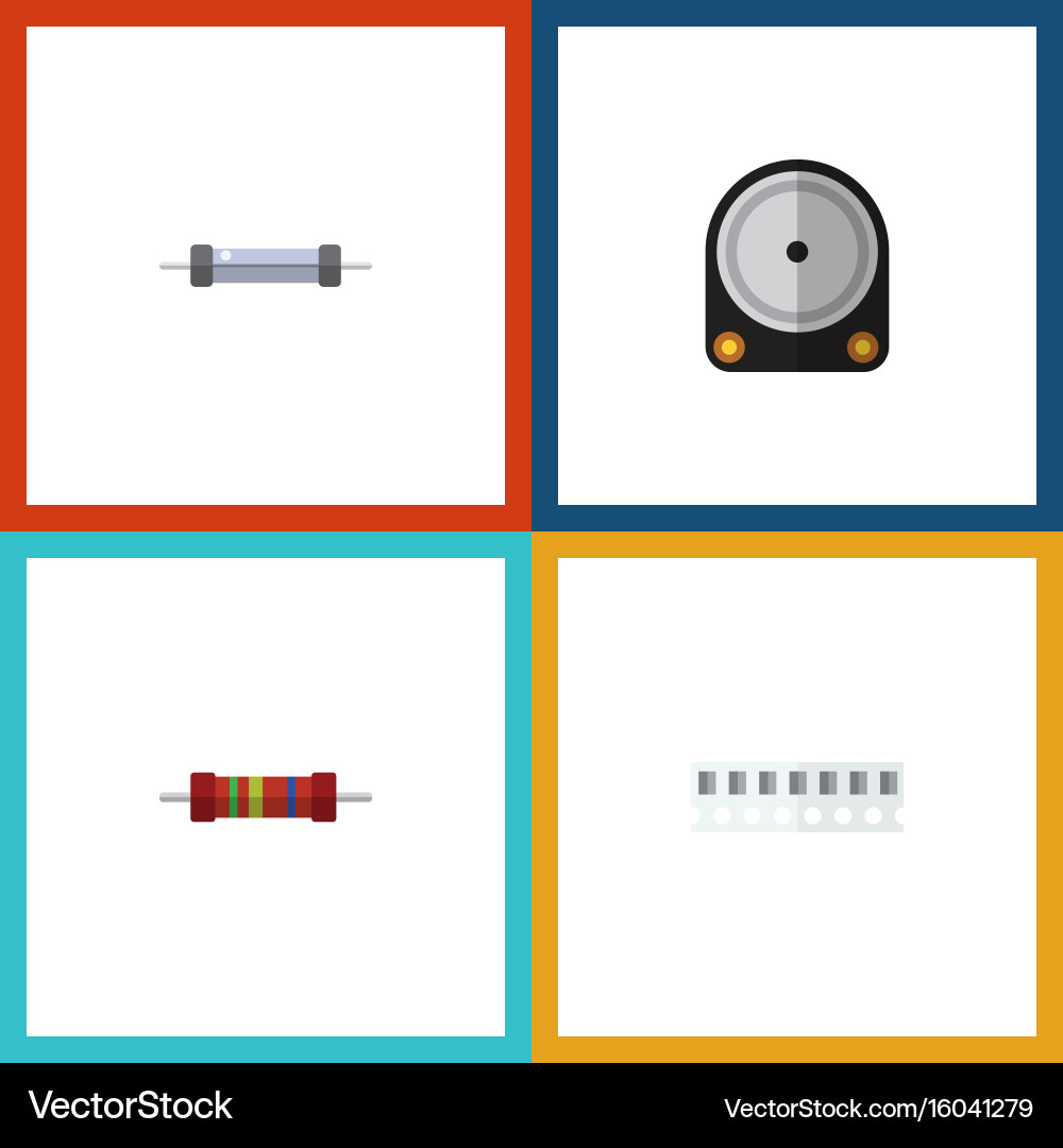 Flat icon electronics set of memory hdd resistor vector image