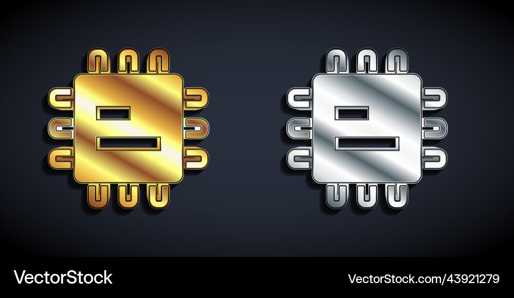 Gold and silver computer processor Gold and silver computer processor vector image