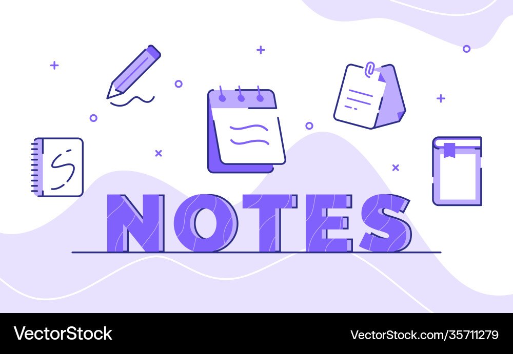 Notes typography word art background icon book Notes typography word art background icon book vector image