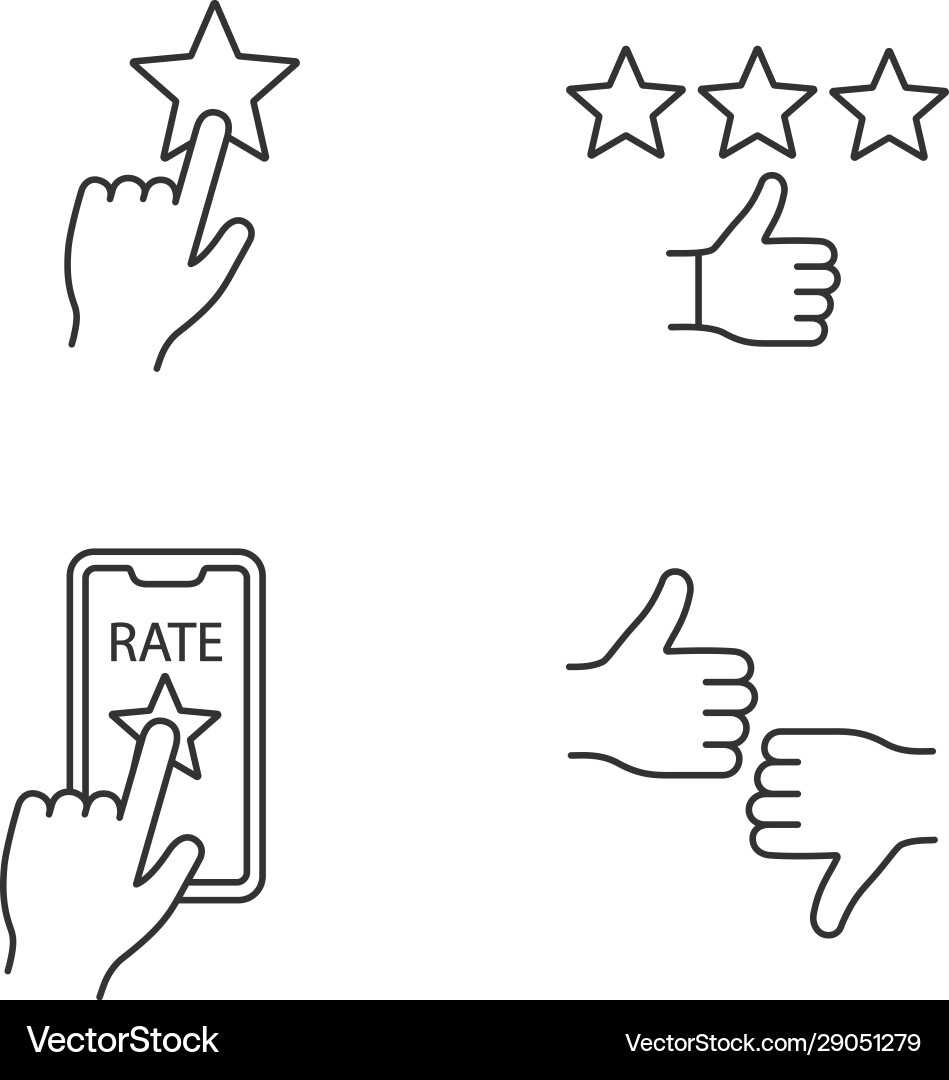 Rating linear icons set Rating linear icons set Vector Image