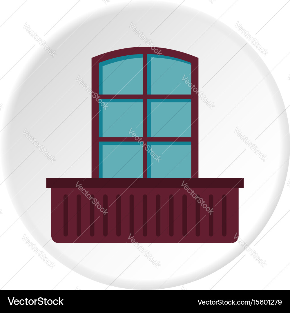 Retro window and flowerbox icon circle Vector Image