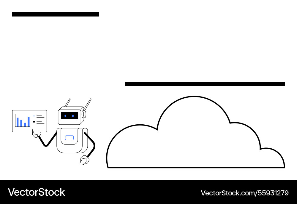 Robot presenting analytics with cloud storage vector image