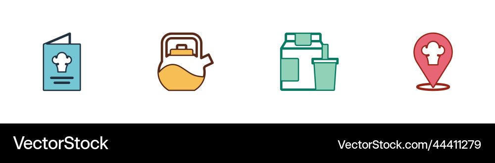 Set cookbook kettle with handle online ordering Set cookbook kettle with handle online ordering vector image