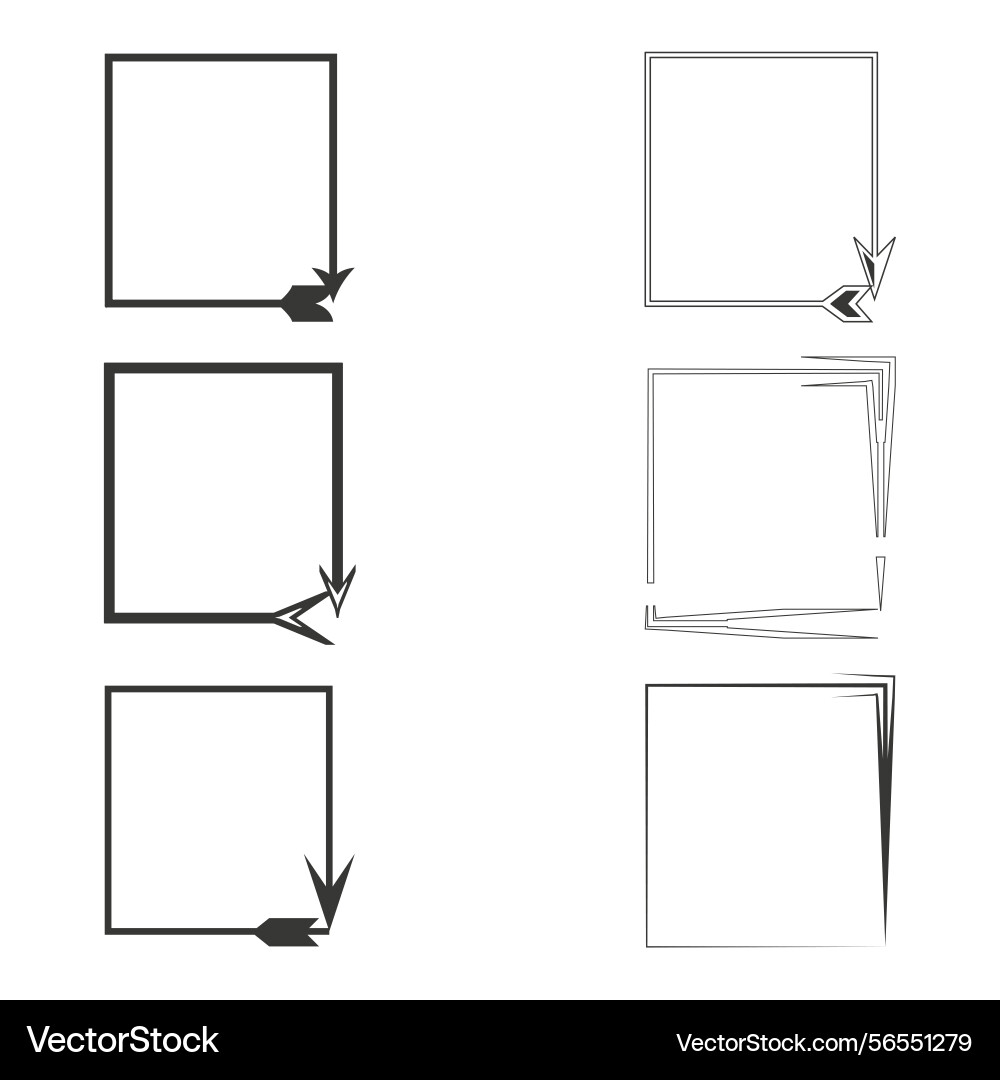 Sharp cornered frames minimalist square outlines Sharp cornered frames minimalist square outlines vector image