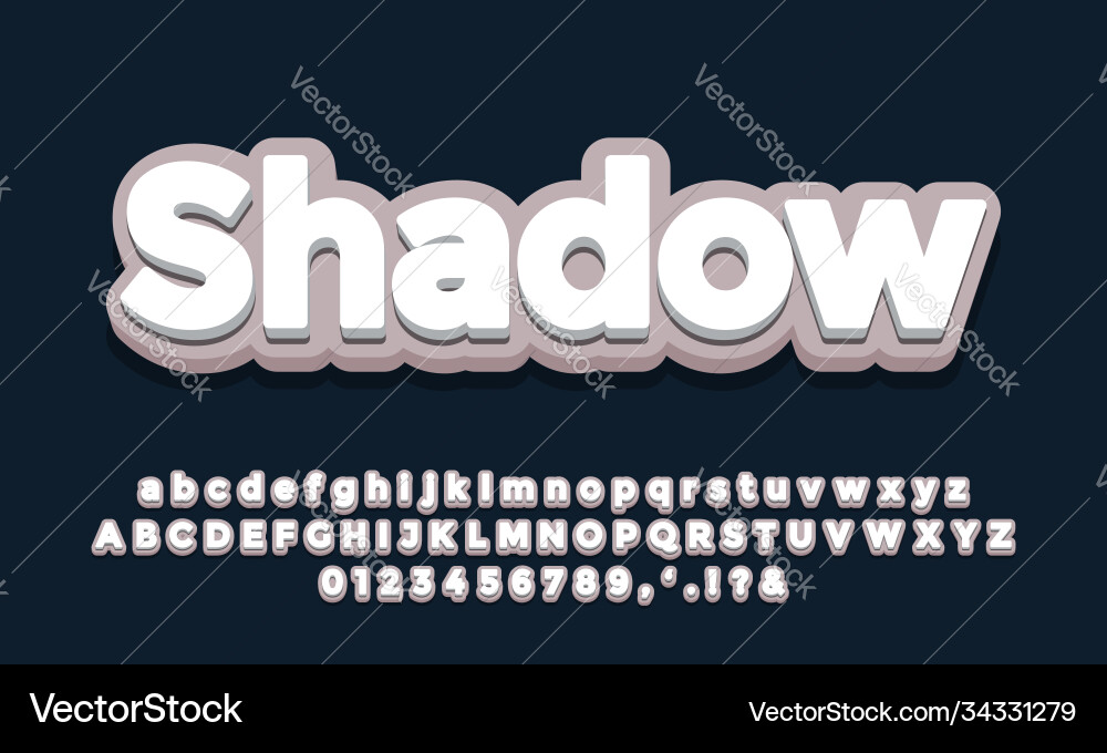 Soft pink with white 3d font effect or text Soft pink with white 3d font effect or text Vector Image