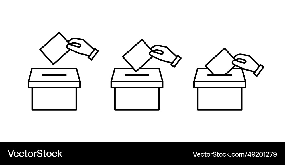 Vote box with ballot line icon hand holding Vote box with ballot line icon hand holding vector image