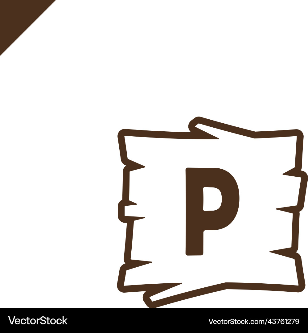 Wooden alphabet or font blocks with letter p Wooden alphabet or font blocks with letter p Vector Image