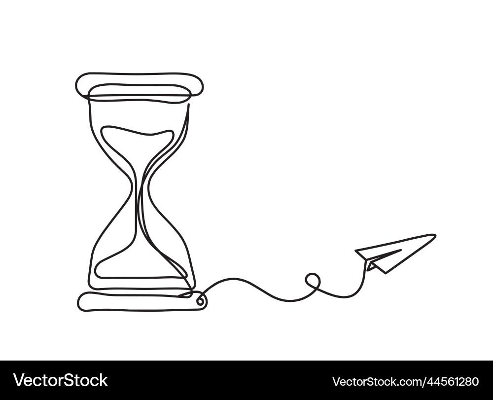 Abstract clock with paper plane as line drawing Abstract clock with paper plane as line drawing Vector Image